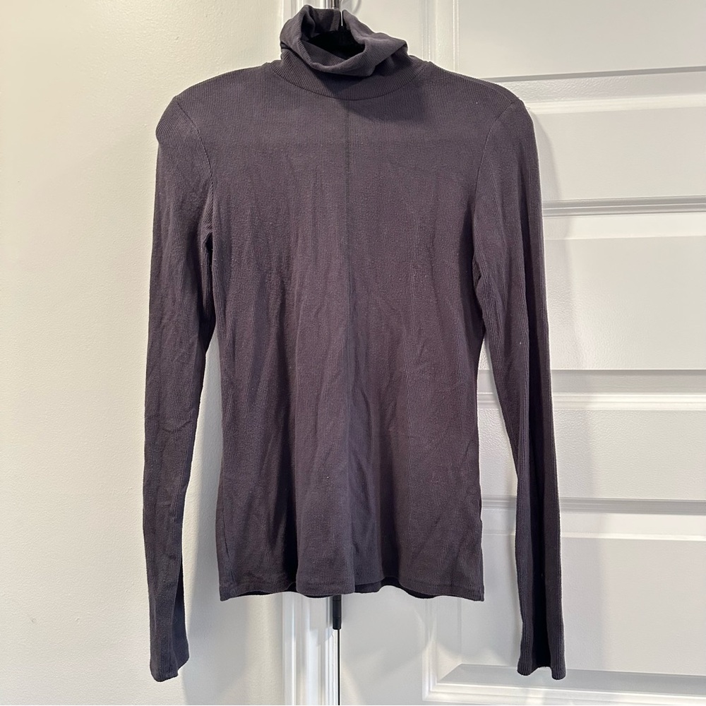 12th Tribe Dark Gray Ribbed Knit Top